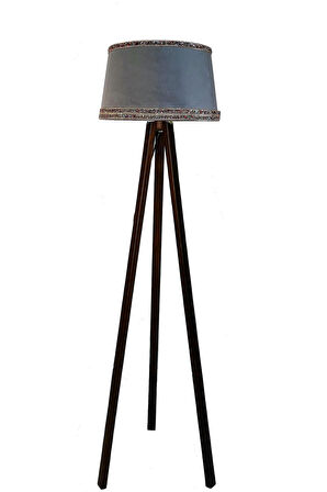 Hintişi Aks. Masif Tripod Lambader ( Koyu Gri/koyu Ceviz)