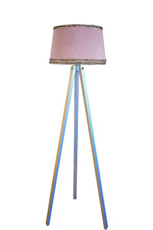 Hintişi Aks. Masif Tripod Lambader ( Pudra/beyaz Ayak)