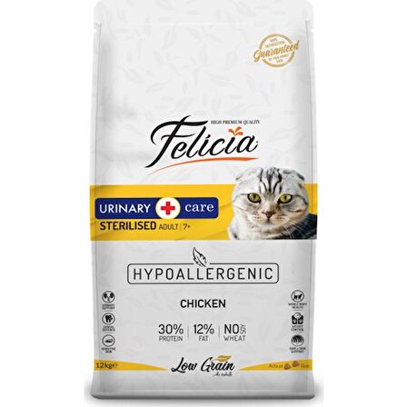 Felicia Az Tahıllı 12 kg Sterilised Tavuklu Hypoallergenic Kedi Maması