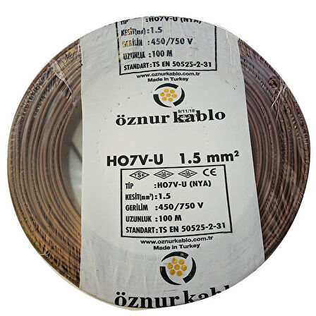 Öznur 1,5 Mm Nya Kablo - 100 Metre Kahverengi