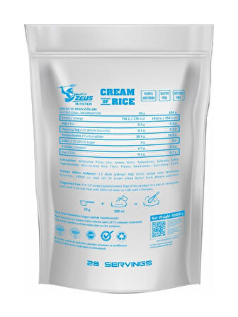 ZEUS NUTRITION CREAM OF RICE 1000Gr - Çikolatalı