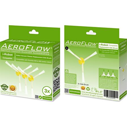 Aeroflow İ-Robot Roomba 600/800/900 Serisi Uyumlu Yan Fırça 3'Lü Paket