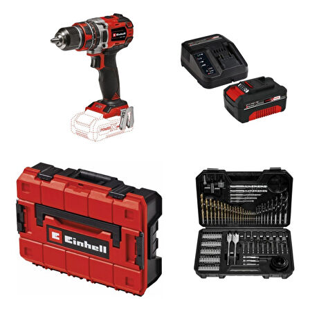Einhell Tp-Cd 18/50 Li-I Bl Solo Akülü Vidalama + 1 x 4 Ah Akü ve 103 Parça Uç Seti (Çanta Dahil)