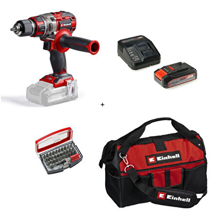 Einhell Tp-Cd 18/80 Li Bl Solo Darbesiz Vidalama + 1 x 2.5 Ah Akü ve 32 Parça Uç Seti (45/29 kumaş çanta) HBCV00009852Q0