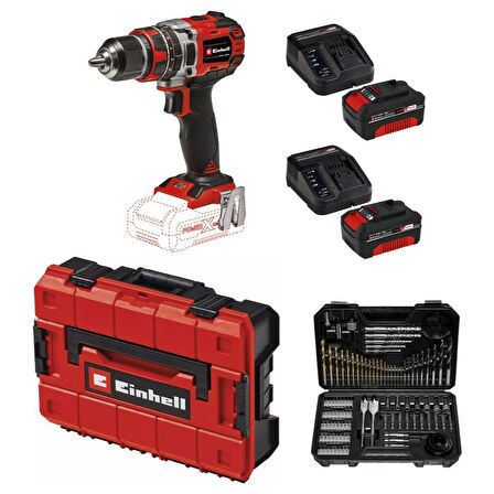 Einhell Tp-Cd 18/50 Li-I Bl Solo Akülü Vidalama + 2 x 4 Ah Akü ve 103 Parça Uç Seti (Çanta Dahil)