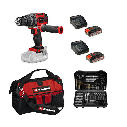 Einhell Tp-Cd 18/60 Li-I Bl Solo Akülü Vidalama + 2 x 2.5 Ah Akü ve 103 Parça Uç Seti (Kumaş Çanta Dahil)