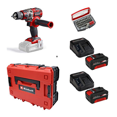 Einhell Tp-Cd 18/80 Li Bl Solo Darbesiz Matkap Vidalama + 2 x 4 Ah Starter Kit Akü (Çanta ve Bits Uç Dahil)