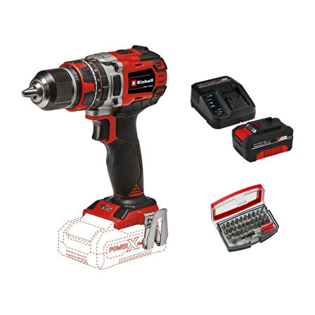 Einhell Tp-Cd 18/50 Li-I Bl Solo Akülü Vidalama Seti + 1 x 4 Ah Starter Kit + Kwb 32 Parça Bits Uç