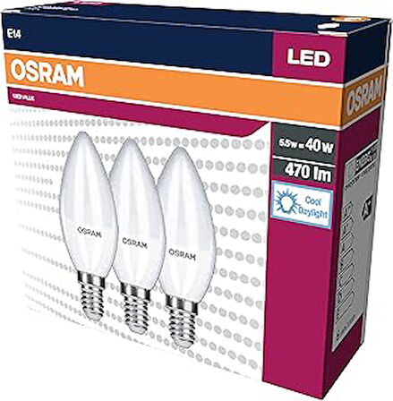 Led Klasik Mum Lamba Beyaz Işık 470 Lamba E14 3'lü