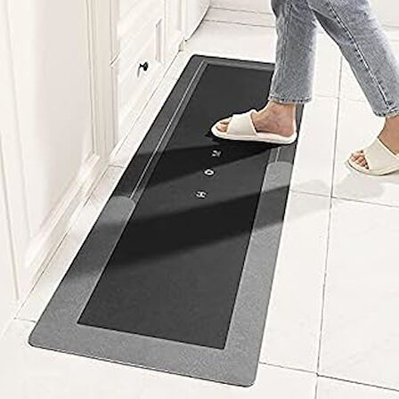 Schweek Banyo Paspası Halısı, Süper Emici Zemin Paspası Hızlı Kuruyan İnce Banyo Paspasları Halılar Kauçuk Kaymaz Alt Duş Halıları Duş Lavabo Küvet için 45 cm x 149 cm, Koyu Gri