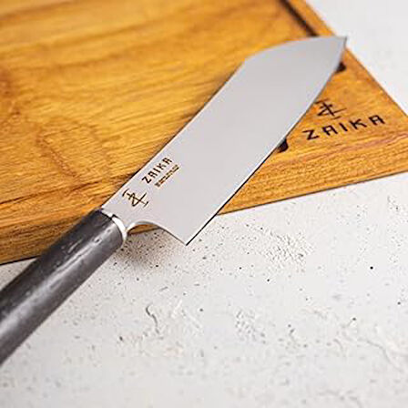 Eğri Santoku Ahşap Saplı Şef Bıçağı - 18cm Paslanmaz Çelik