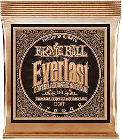 Ernie Ball Everlast Hafif Kaplamalı Fosfor Bronz Akustik Gitar Enstrüman Telleri, Ölçü 11-52