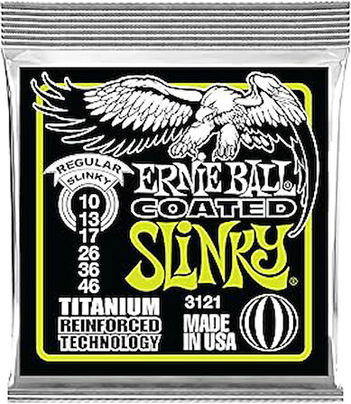 Ernie Ball Normal Slinky Kaplamalı Titanyum Rps Elektro Gitar Enstrüman Telleri, Ölçü 10-46