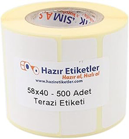 hazır etiketler , hazır al hızlı al Eko Termal Terazi Etiketi 58mm x 40mm Ruloda 500 Adet 40mm Kuka Çapında Direk Termal Transfer Etiketi