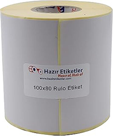 hazır etiketler , hazır al hızlı al Kuşe Etiket 100mm x 80mm Ruloda 500 Adet 40mm Kuka Çapında Baskısız Barkod Yazıcı Etiketi