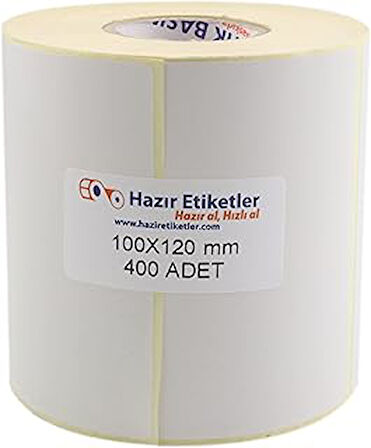 hazır etiketler , hazır al hızlı al Kargo Etiketi Eko Termal Etiket 100mm x 120mm Ruloda 400 Adet 40mm Kuka Çapında Direk Termal Transfer Etiketi