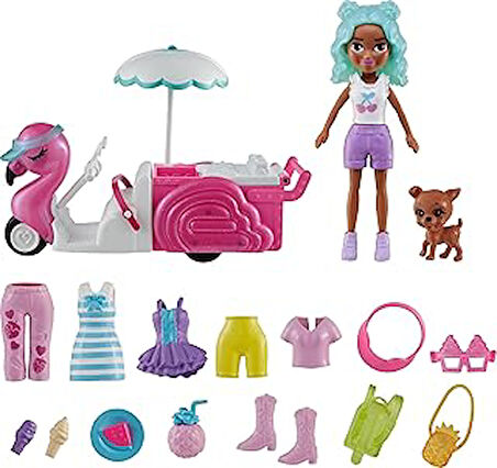 Polly Pocket Filamingo Motosiklet ve Tropik Aksesuarlar, Oyuncak