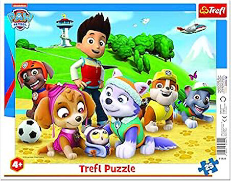 Trefl, yapboz, tabanlı çerçeve yapboz, 25 parça, 4 yaşından büyük çocuklar için yarış pistinde Paw Patrol