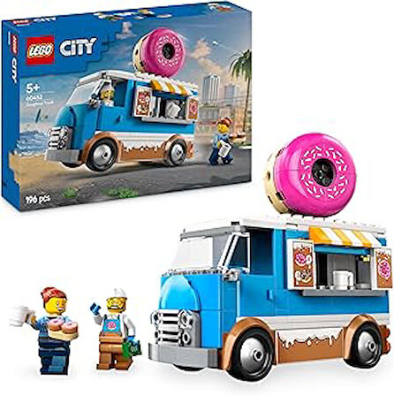 City Donut Kamyonu 60452-5 Yaş ve Üzeri Çocuklar için Yaratıcı Oyuncak Yapım Seti, Doğum Günü Hediyesi