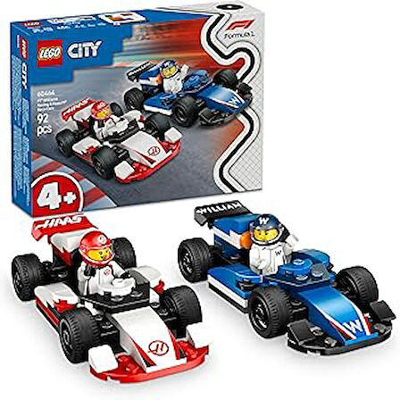 City F1 Williams Racing ve Haas F1 Yarış Arabaları 60464-4 Yaş ve Üzeri Çocuklar için 2 F1 Pilotu Minifigürü İçeren Yaratıcı Oyuncak Yapım Seti, Doğum Günü Hediyesi