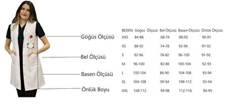  Hakim Yaka Kadın Orta Boy - Kolsuz Doktor Önlüğü , Öğretmen Önlüğü , Hastane Forması , Beyaz Önlük