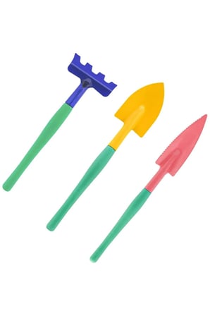Hobi 3'lü Set Çapa Tırmık Metal Bahçe Tarla Çim Peyzaj Bitki Çiçek Ekme Toprak İşleme Küreği Küçük.