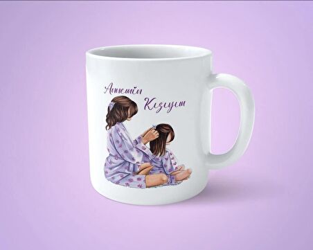 Annemin Kızıyım Anneleri ve Kızlarına özel baskılı kupa bardak