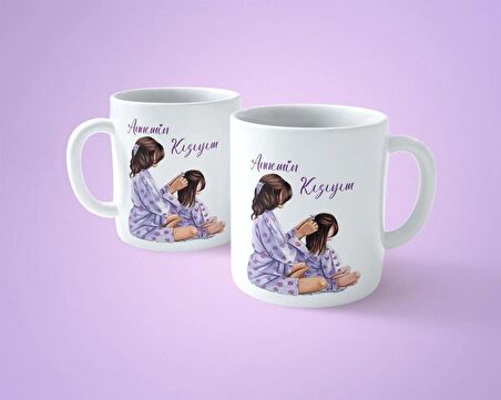 Annemin Kızıyım Anneleri ve Kızlarına özel baskılı kupa bardak