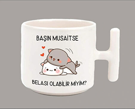 Başın Müsaitse Belası Olabilir Miyim? Espirili T Kulp Latte Kupa Bardak