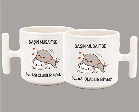 Başın Müsaitse Belası Olabilir Miyim? Espirili T Kulp Latte Kupa Bardak