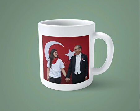 Atatürk resmi ile gençlere özel yapay zeka ile oluşturulan kişiye özel baskılı kupa