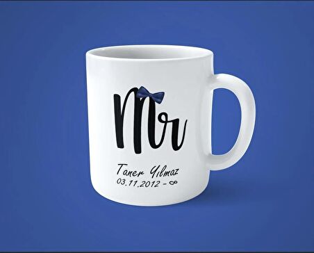 Mr & Mrs Sevgililer Gününe Özel 2'li İsimli Tarihli Kupa Bardak