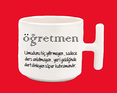 Kişiye Özel Öğretmen Tanımlamalı T Kulplu Latte Kupa