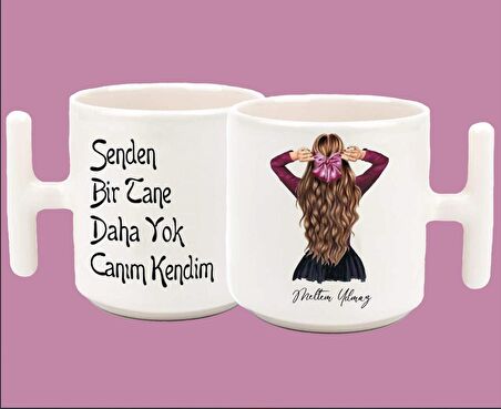 İsimli Senden Bi Tane Daha Yok Canım Kendim Baskılı T Kulp Kupa 1