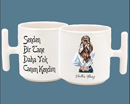 İsimli Senden Bi Tane Daha Yok Canım Kendim Baskılı T Kulp Kupa 2
