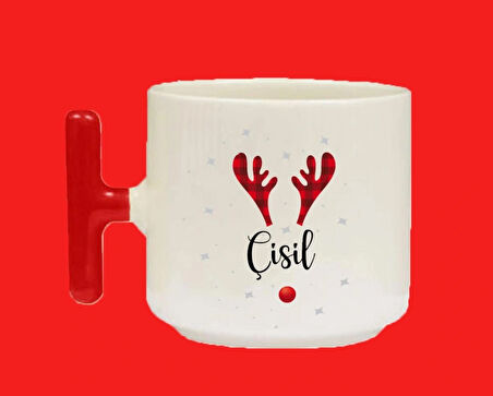 Yeni Yıla Özel Ç Harfli Isimli Basılı T Kulplu Latte Kupa
