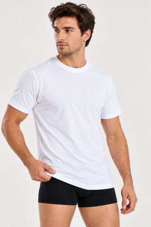 Yıldız Erkek Premium %100 Pamuklu Süprem Bisiklet Yaka Kısa Kollu T-shirt/Fanila/Atlet