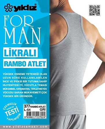 Yıldız 377 Formen Gri Likralı Rambo Atlet