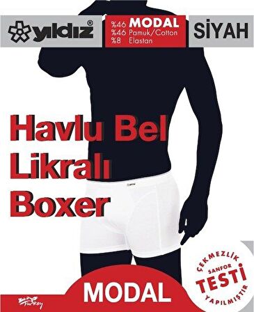 Yıldız 406 Siyah Havlu Bel Modal Likralı Boxer