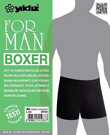 Yıldız 366 Siyah Formen Likralı Boxer
