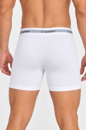 Yıldız 110 Erkek Premium Pamuklu Likralı Esnek Rahat Beyaz Uzun Boxer