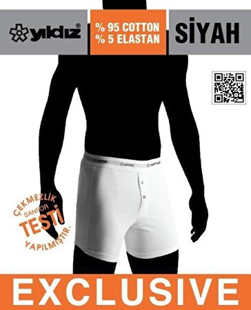 Yıldız 111 Siyah Likralı Uzun Boxer