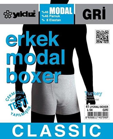 Yıldız 41 Gri Modal Likralı Boxer