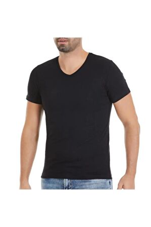 Yıldız 127 Siyah Yazlık V yaka Kısa Atlet