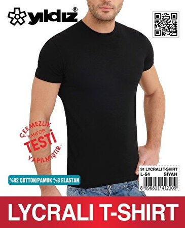 Yıldız 91 Siyah Likralı Kısa Kollu Erkek T-Shirt Atlet