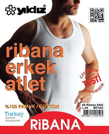 Yıldız 04 Erkek %100 Pamuk Ribana Atlet