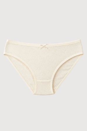 Yıldız Kadın Premium Kalpli %100 Pamuklu Ribana Ekru Bikini Külot 1 Adet