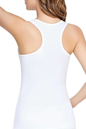 Tutku 0145 Kadın Beyaz Kalın Askılı Spor Atlet