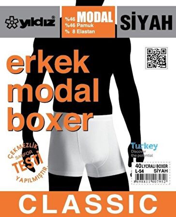 Yıldız 40 Siyah Modal Likralı Boxer