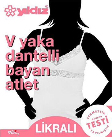 Yıldız 2291 Siyah Ayarlı V Yaka Dantelli Atlet